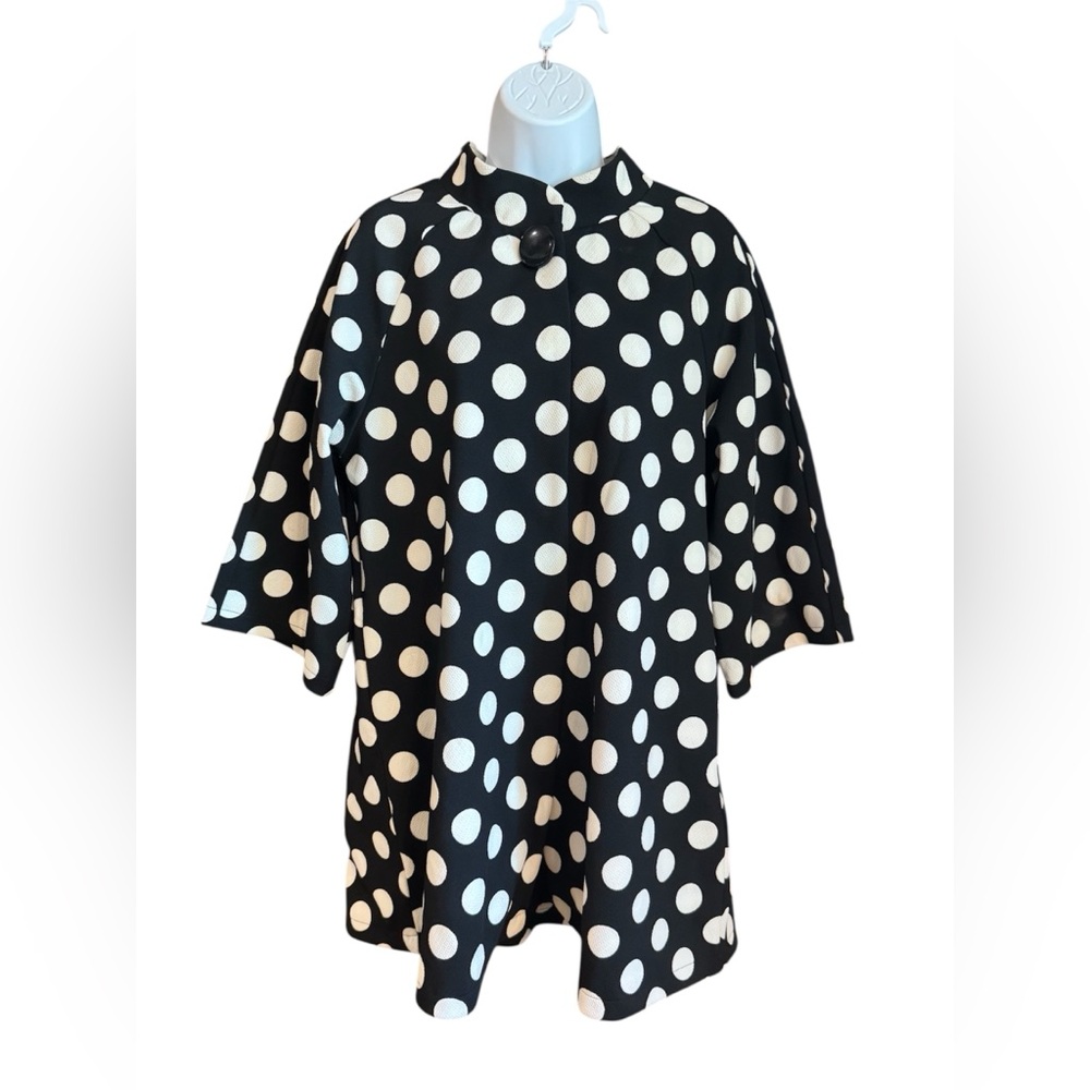 Luii Black and White Polka Dot A-line Swing Coat